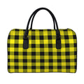 Yellow And Black Buffalo Check Print Leather Duffel Bag