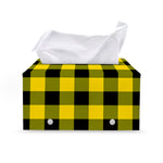 Yellow And Black Buffalo Check Print Leather Tissue Box Cover