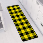 Yellow And Black Buffalo Check Print Long Kitchen Mat
