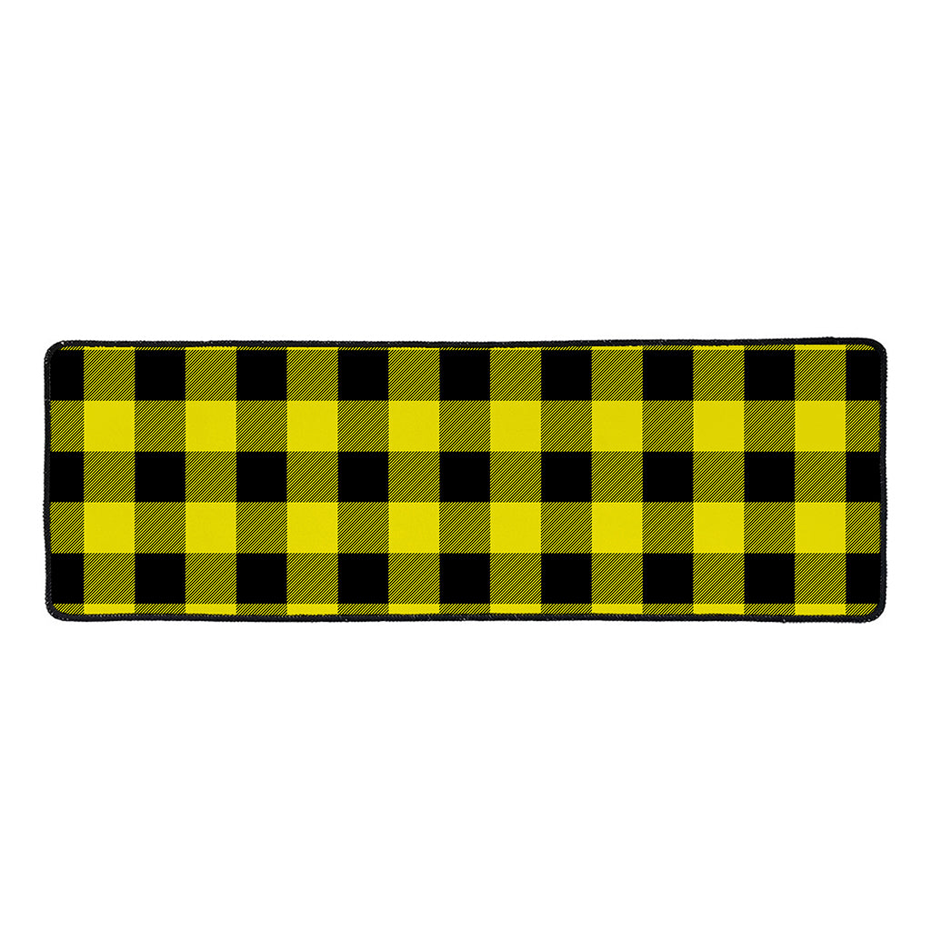 Yellow And Black Buffalo Check Print Long Kitchen Mat