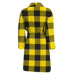 Yellow And Black Buffalo Check Print Men's Bathrobe