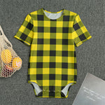 Yellow And Black Buffalo Check Print Men's Bodysuit