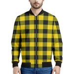 Yellow And Black Buffalo Check Print Men's Bomber Jacket