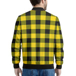 Yellow And Black Buffalo Check Print Men's Bomber Jacket