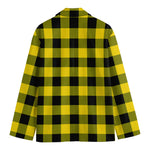 Yellow And Black Buffalo Check Print Men's Cotton Blazer