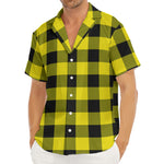 Yellow And Black Buffalo Check Print Men's Deep V-Neck Shirt