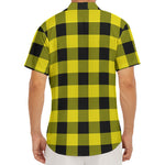 Yellow And Black Buffalo Check Print Men's Deep V-Neck Shirt