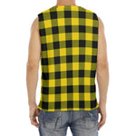 Yellow And Black Buffalo Check Print Men's Fitness Tank Top