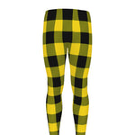 Yellow And Black Buffalo Check Print Men's leggings
