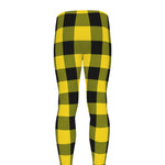 Yellow And Black Buffalo Check Print Men's leggings