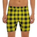 Yellow And Black Buffalo Check Print Men's Long Boxer Briefs