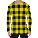Yellow And Black Buffalo Check Print Men's Long Sleeve T-Shirt