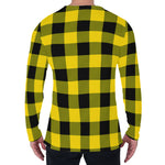 Yellow And Black Buffalo Check Print Men's Long Sleeve T-Shirt