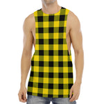 Yellow And Black Buffalo Check Print Men's Muscle Tank Top