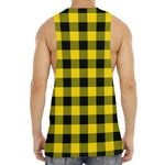 Yellow And Black Buffalo Check Print Men's Muscle Tank Top