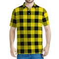 Yellow And Black Buffalo Check Print Men's Polo Shirt