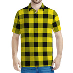 Yellow And Black Buffalo Check Print Men's Polo Shirt