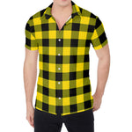Yellow And Black Buffalo Check Print Men's Shirt