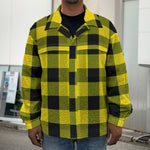 Yellow And Black Buffalo Check Print Men's Shirt Jacket