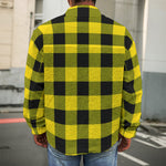 Yellow And Black Buffalo Check Print Men's Shirt Jacket