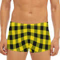 Yellow And Black Buffalo Check Print Men's Short Boxer Briefs
