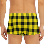 Yellow And Black Buffalo Check Print Men's Short Boxer Briefs