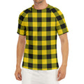 Yellow And Black Buffalo Check Print Men's Short Sleeve Rash Guard