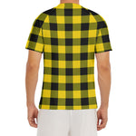 Yellow And Black Buffalo Check Print Men's Short Sleeve Rash Guard