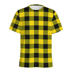 Yellow And Black Buffalo Check Print Men's Sports T-Shirt