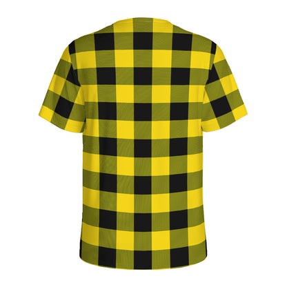Yellow And Black Buffalo Check Print Men's Sports T-Shirt