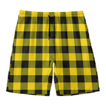 Yellow And Black Buffalo Check Print Men's Swim Trunks