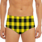 Yellow And Black Buffalo Check Print Men's Triangle Swim Briefs
