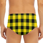 Yellow And Black Buffalo Check Print Men's Triangle Swim Briefs