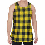 Yellow And Black Buffalo Check Print Men's Velvet Tank Top
