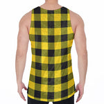 Yellow And Black Buffalo Check Print Men's Velvet Tank Top