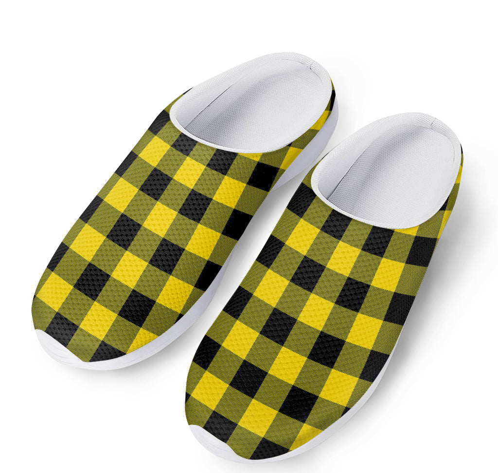 Yellow And Black Buffalo Check Print Mesh Casual Shoes