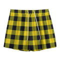 Yellow And Black Buffalo Check Print Mesh Shorts