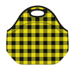 Yellow And Black Buffalo Check Print Neoprene Lunch Bag