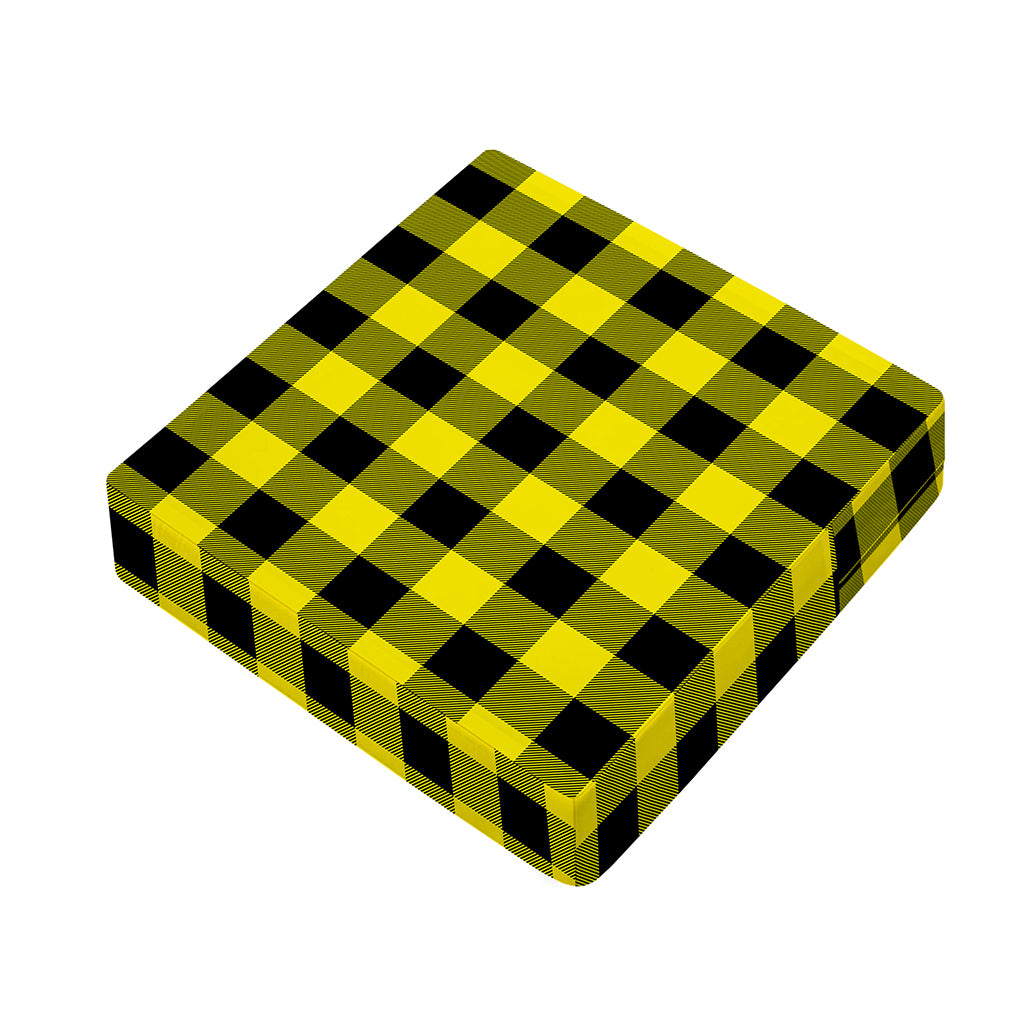Yellow And Black Buffalo Check Print Outdoor Seat Cushion Cover