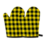 Yellow And Black Buffalo Check Print Oven Mitts