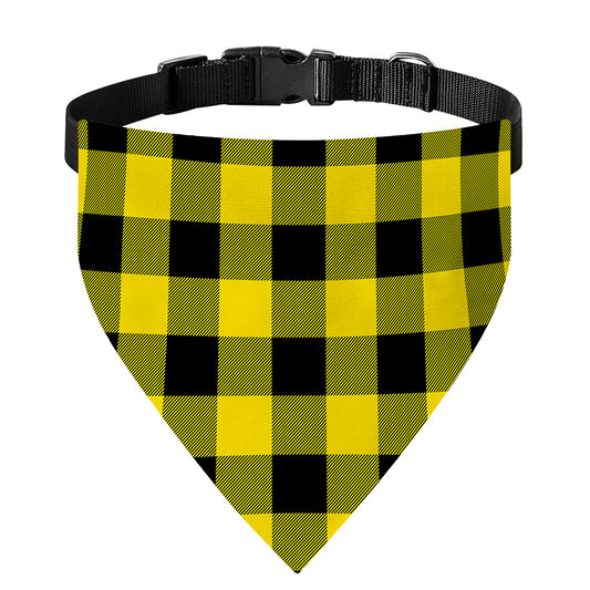 Yellow And Black Buffalo Check Print Over The Collar Dog Bandana