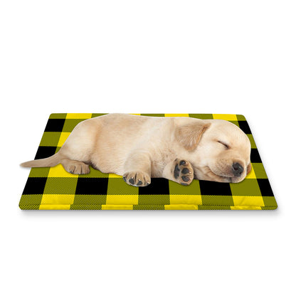 Yellow And Black Buffalo Check Print Pet Cooling Mat Cover