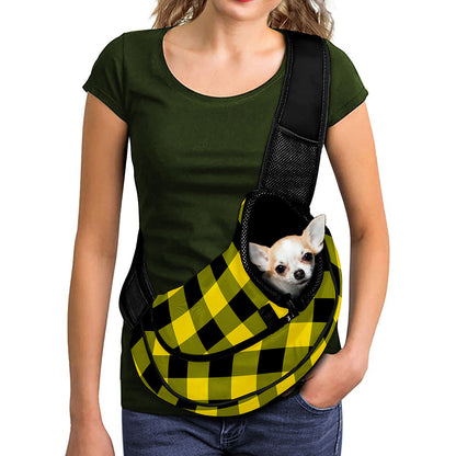 Yellow And Black Buffalo Check Print Pet Sling Carrier