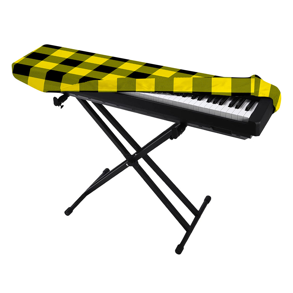 Yellow And Black Buffalo Check Print Piano Keyboard Cover