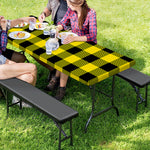Yellow And Black Buffalo Check Print Picnic Table Cover