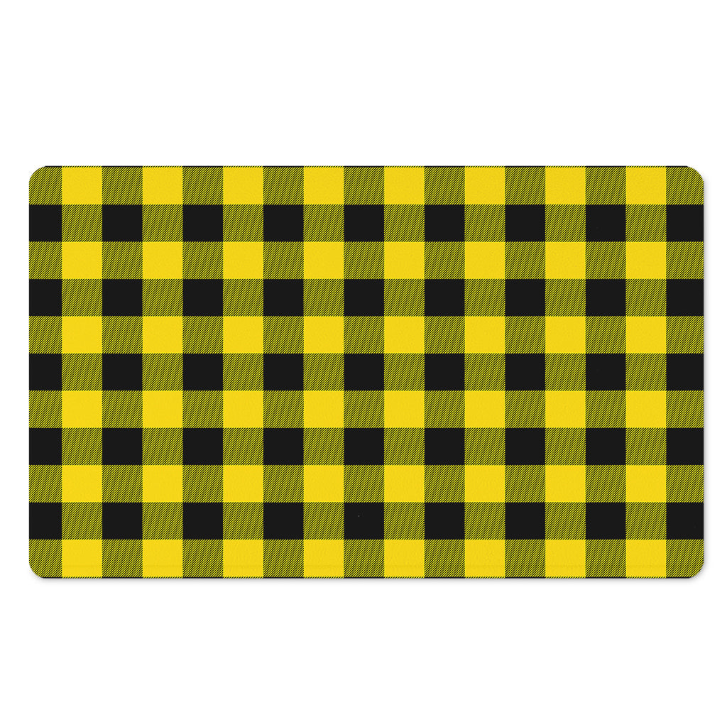 Yellow And Black Buffalo Check Print Polyester Doormat