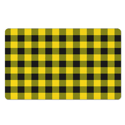 Yellow And Black Buffalo Check Print Polyester Doormat