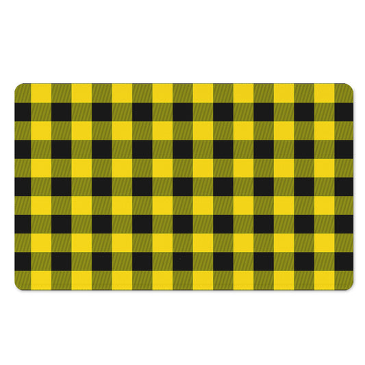 Yellow And Black Buffalo Check Print Polyester Doormat