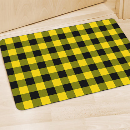 Yellow And Black Buffalo Check Print Polyester Doormat