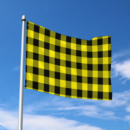 Yellow And Black Buffalo Check Print Polyester Flag